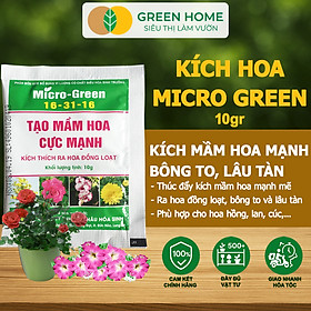 Phân Bón Ra Hoa, Greenhome, Micro Green, Gói 10gr, Tạo Mầm Hoa Cực Mạnh, Thúc Đẩy Ra Hoa Đồng Loạt, Hoa To, Lâu Tàn - 1G KÍCH HOA MICRO