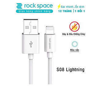 Dây cáp sạc nhanh Rock space S08 dành cho Iphone, sạc nhanh, ổn định, không nóng máy, 1M - Hàng chính hãng 