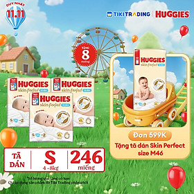 Combo 3 gói Tã/bỉm dán sơ sinh Huggies Skin Perfect  S 80+2 miếng với 2 vùng thấm giảm kích ứng da
