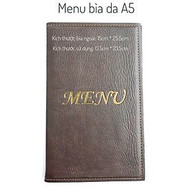 Menu bìa da cao cấp 15cm * 25.5cm.