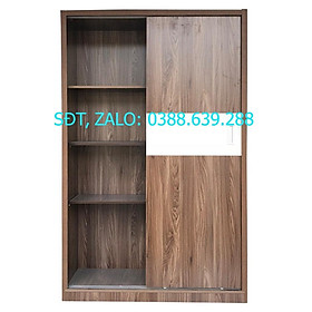 Tủ Áo Cửa Lùa 1m2 Gỗ MDF Melamine Màu Óc Chó Sọc Trắng