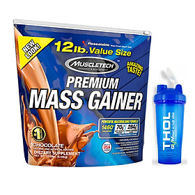 Combo Sữa tăng cân Premium Mass Gainer của Muscle Tech hương Chocolate bịch 5.4 kg & Bình lắc 600 ml (Màu Ngẫu Nhiên)