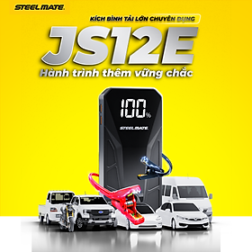 Kích Bình Ô Tô STEELMATE JS12E – Dòng Cực Đại 800A, Hỗ Trợ Xăng 5.0L, Dầu 3.0L, Sạc Nhanh QC3.0, Đèn LED 3 Chế Độ, Bảo Hành 3 Năm