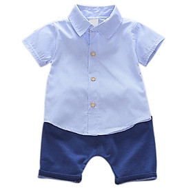 Summer Baby Boy Clothing Sets White Clouds Stripe Print T-shirt Tops+Denim Shorts Outfits Sets