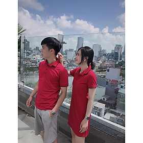 Set đồ đôi áo váy cặp CoupleTina 100% cotton cao cấp - Màu Đỏ Đô