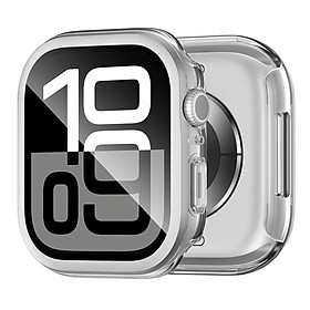 Mua Ốp Case PC Mặt Kính Cường Lực Trong Suốt Viền Màu cho Apple Watch Series 10 Size 42mm / 46mm - Hàng Chính Hãng