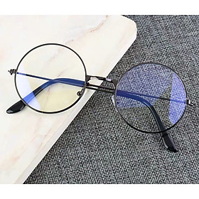 Kính retro gọng tròn, tròng tròn dẹt không độ, phiên bản Hàn Quốc, thời thượng ~