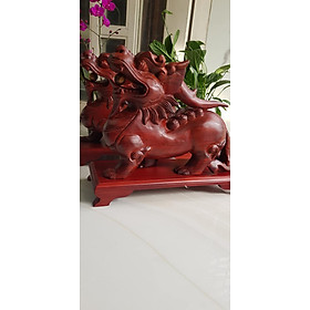 Mua Cặp Tỳ Hưu Ngậm Châu Hút Tài Lộc Gỗ Muồng Size Dài 40cm x Cao 33cm x ngang 15cm trưng Tỳ Hưu phòng khách nhà  công ty Công dụng Tỳ Hưu thu hút tài lộc cho gia chủ ạ