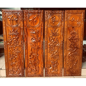 Mua Tranh tứ quý XUÂN HẠ THU ĐÔNG gỗ Gõ đỏ 30x127cm