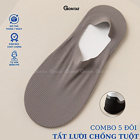 Hình ảnh Combo 5 đôi tất lười nam có đệm silicon chống tuột gót, vớ nam đi giày lười chất liệu cotton khử mùi - HNA-OYU-1501-CB5