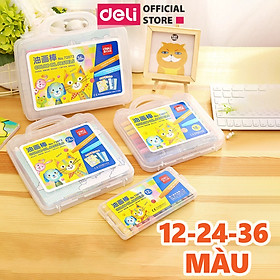 Bút Màu Sáp Dầu Deli - Bút Sáp Hộp Nhựa 12/24/36 Màu Tươi Sáng Mềm Mịn - Thân Bút Màu Hình Tam Giác Dễ Cầm Sử Dụng - 36 Màu