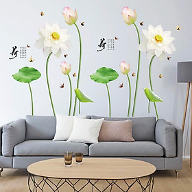 Mua   Size Lớn   Decal dán tường kết hợp Sen Trắng SK9272 + SK9272