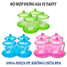 Mua Bộ hộp nhựa Tasty đựng gia vị kèm muỗng múc dung tích 250ml chất liệu dày dặn thương hiệu Đại Đồng Tiến