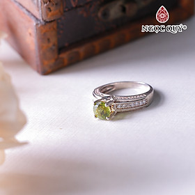 Nhẫn bạc nữ đá peridot đường kính18 mm mệnh hỏa, mộc - Ngọc Quý Gemstones