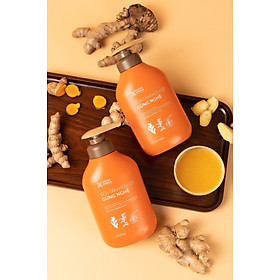 Combo 2 chai Sữa tắm thảo dược hữu cơ Gừng Nghệ Cỏ Cây Hoa Lá - Chiết Xuất Từ 7 Loại Thảo Dược Quý - Phòng Cảm, Tránh Gió, Dưỡng Da - Cho Con Cho Mẹ, Cho Đại Gia Đình, chai 500gr