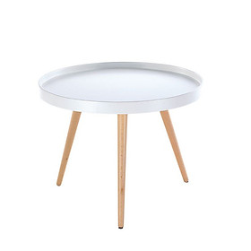 Bàn sofa mini nhỏ gọn - bàn trà bàn sofa MILO tròn 50 cm chân gỗ tự nhiên TS MILO -05  mặt nhựa PP bền đẹp HCM