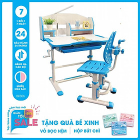 Mua Bộ bàn ghế học sinh thông minh SMLIFE Jasper 80cm - BK306 - Xanh | Bàn: 80cm x 59cm x 52-76cm (mặt bàn nâng hạ) | Ghế nâng hạ
