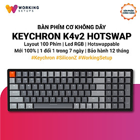 Bàn phím cơ Keychron K4 Version 2 Hotswap, Bản Nhôm, Led RGB - Hàng Chính Hãng