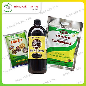 Combo 1 Gói Emzeo Khử Mùi Hôi 200G, 1 Lít Mật Rỉ Đường Sfarm và 1Kg Nấm Đối Kháng Trichoderma - Ủ phân bón. xử lí rác thải hữu cơ, khử mùi hôi chuồng trại, ao cá, thú nuôi VTNN Nông Điền Trang