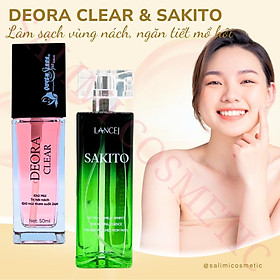 COMBO Xịt Khử Mùi DEORA CLEAR & SAKITO 50ml, Khử Mùi Hôi Nách, Ngăn Tiết Mồ Hôi, Không Ố Vàng Áo