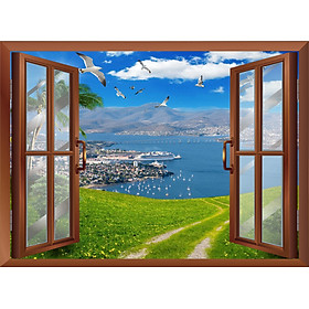 Mua TRANH CỬA SỔ PVP-CS11 Tranh dán tường 3d  thiên nhiên   cửa sổ mở RA VƯỜN HOA  xanh mát  thiên nhiên Tranh dán tường có sẵn keo tiện lợi