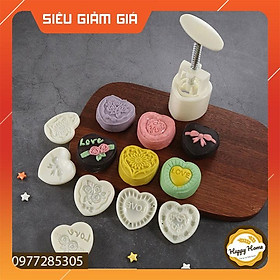 HÀNG MỚI VÈ - Khuôn bánh trung thu, bánh đậu xanh 50g 6 mặt trái tim hoa hồng tình yêu