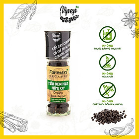 Tiêu Đen Hạt Farmers' Organic Cối Xay Vipep Hũ Thủy Tinh 55g