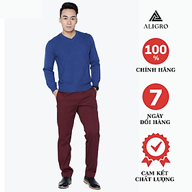 Quần kaki nam thiết kế ALIGRO chất liệu kaki co giãn tốt, ít nhắn, tôn dáng màu đỏ đô ALGK015