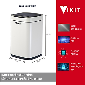 Mua Thùng rác cảm ứng thông minh loại inox cao cấp Vikit RCU01