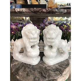 Mua Cặp Sư Tử phong thủy đá cẩm thạch trắng - Cao 20 cm