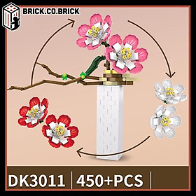 Bộ Đồ Chơi Lắp Ráp Bình Hoa Mận Trắng Hồng Trưng Bày Tuyệt Đẹp Flower Bouquet Building Blocks DK3011