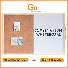 Bảng ghim gỗ bần, bảng viết bút lông nam châm giấy note ghim tài liệu treo ảnh postcard trang trí