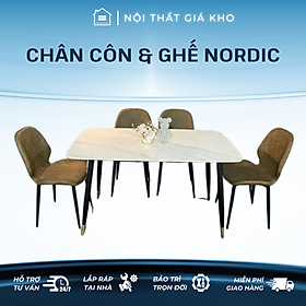 Bàn ăn mặt đá Ceramic bóng kết hợp ghế Nordic, bàn ăn 4 ghế 6 ghế 8 ghế