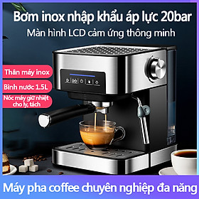 Mua Máy pha cà phê inox không gỉ đánh sữa  màn cảm ứng thông minh lực chảy 20bar - Bảo hành 6 tháng