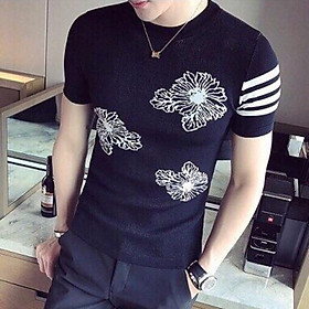 Áo thun ngắn tay thời trang nam họa tiết hoa nổi