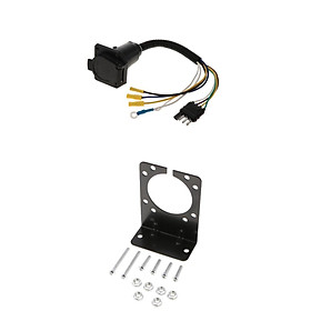 4 Wire to 7 Way RV Trailer Light Custom Plug Wire Harness Electrical Quick Converter Adapter with Metal Mounting Bracket