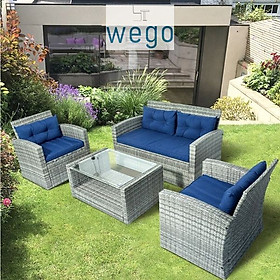 WEGO Bộ bàn ghế sofa mây nhựa / Sofa sân vườn ngoài trời / Outdoor Furniture Rattan Chair Sofa Set Balcony Table Garden Sofa 3 seater