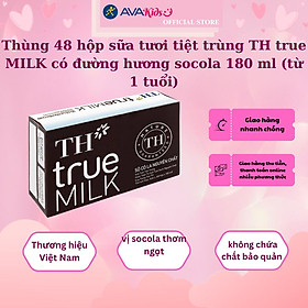 Thùng 48 hộp sữa tươi tiệt trùng TH true MILK có đường hương socola 180 ml (từ 1 tuổi)