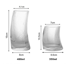Ly Thủy Tinh Sọc Cong  Chịu Nhiệt Cao Cấp,Đựng Cafe, Sinh Tố, Nước Ép Cao Cấp