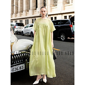 Đầm babydoll xanh đậu NGADO, Đầm suông, Đầm phom rộng, Đầm xòe, Đầm voan tơ thiết kế