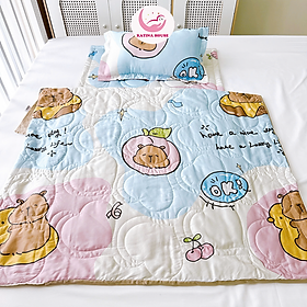 Bộ nệm gối chăn Katina House cho bé, vải Tencel 60s gòn lông vũ êm ái, bóng mượt mát lạnh