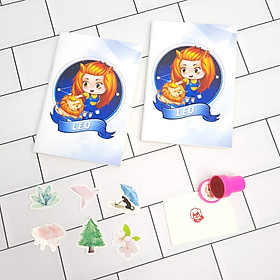 Bộ Sưu Tập Cá Tính Cung Hoàng Đạo Gồm 2 Sổ Tay Và 1 Con Dấu Tặng Kèm 6 Sticker Mini Mẫu Ngẫu Nhiên - sư tử
