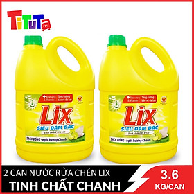 Combo 2 Nước Rửa Chén Lix Ngát Hương Chanh 3.6Kg/Canx2