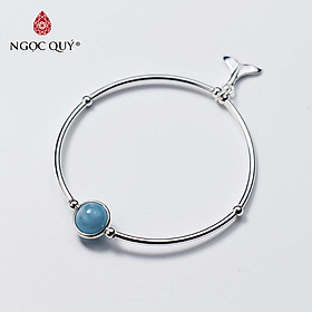 Hình ảnh Vòng tay bạc 1 hạt đá phối charm đuôi cá mệnh thủy, mộc - Ngọc Quý Gemstones