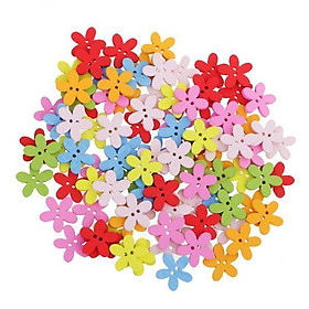 2x 100pcs Multicolor Flower Buttons Wood Sewing Scrapbooking DIY Crafts 2