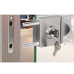 Stainless Steel Single Glass Door Sliding Door Lock with Handle, No Punching, Easy to Install, 10mm-12mm