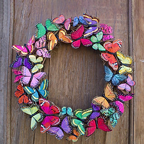 Colorful Butterfly Wreath for Front Door 15" Garland Wedding Festival Decor