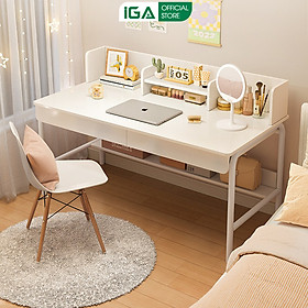 Bàn làm việc IGA kèm kệ sách decor phong cách minimalísm - GM162