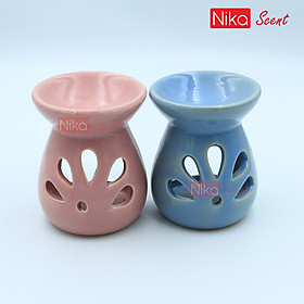 Nikascent Đồ đốt tinh dầu gốm sứ  khử mùi, thơm phòng, thư giãn + Tặng 1 lọ tinh dầu   và 1 nến đốt
