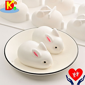 Combo 2 khuôn 3D hình con thỏ làm thạch, bánh pudding, nước đá, làm tượng